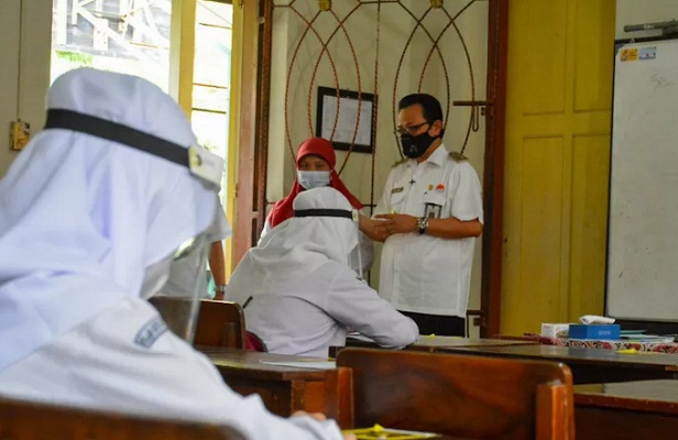 lustrasi - Simulasi pembelajaran tatap muka di salah satu SMP negeri di Kota Yogyakarta